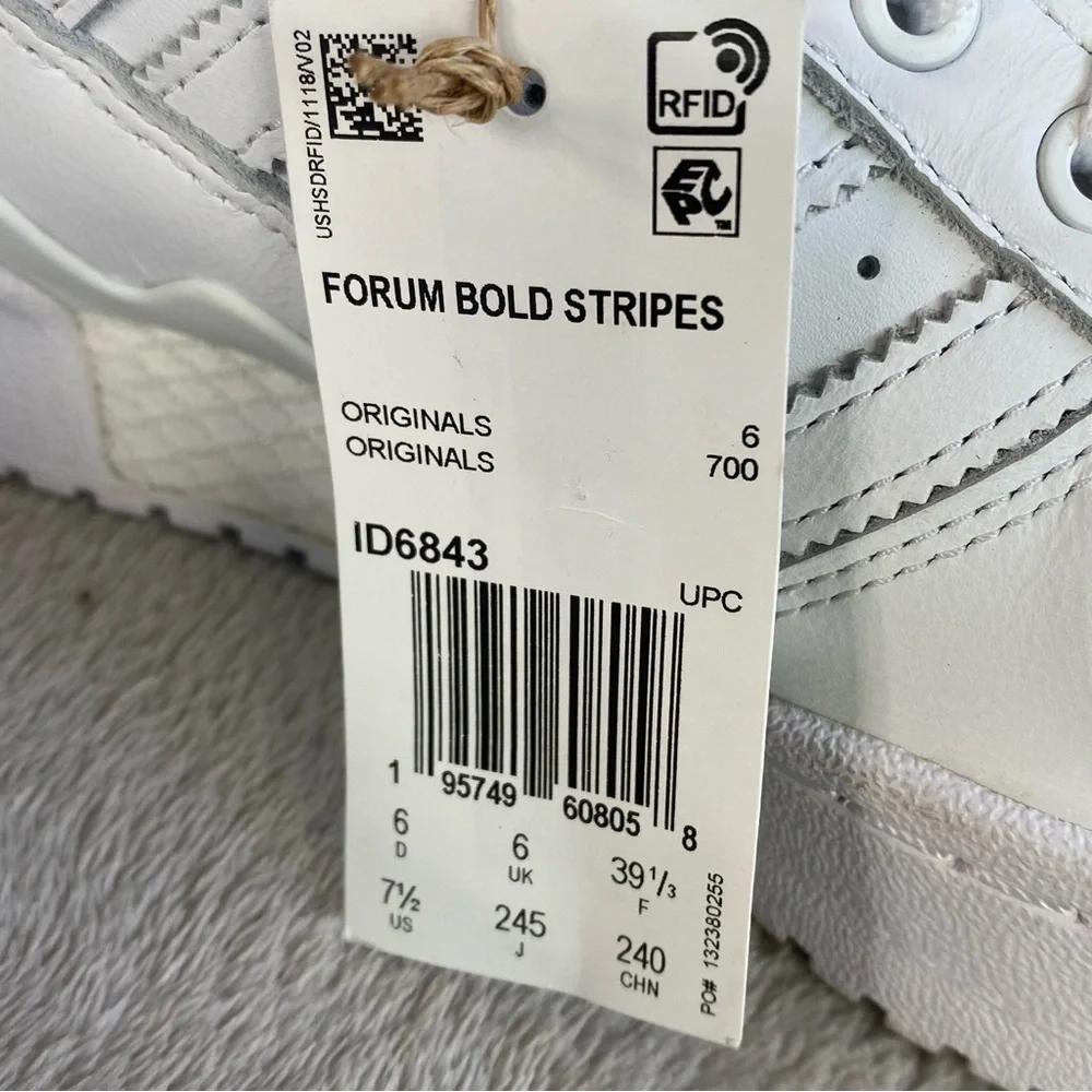 Adidas Forum Bold Stripes Womens Platform Sneakers Shoes 7.5 White Leather NEW_10
